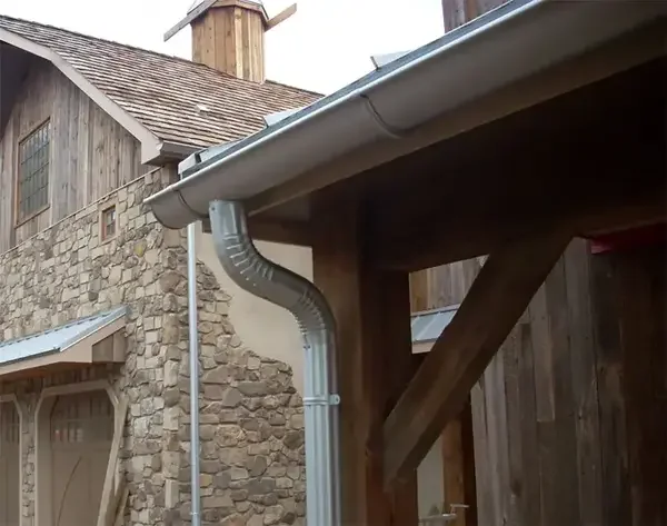 Galvanized gutters on traditional home - Need: 600x500px image of galvanized gutters on classic/traditional style home