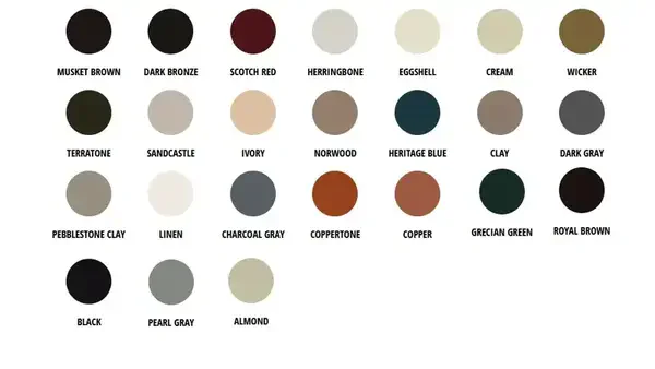 Guttershell color chart - Need: 400x300px image showing color swatches or chart
